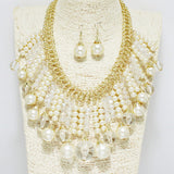 90559, PEARL & ACRYLIC BEADED STATEMENT NECKLACE