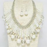 90559, PEARL & ACRYLIC BEADED STATEMENT NECKLACE