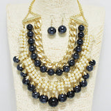 90560, RESIN BALL WITH PEARL BEADED STATEMENT NECKLACE