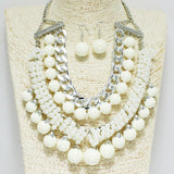 90560, RESIN BALL WITH PEARL BEADED STATEMENT NECKLACE