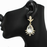 90572, TEARDROP ACCENT RHINESTONE EVENING EARRING, WEDDING, BRIDAL, PROM
