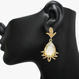 90572, TEARDROP ACCENT RHINESTONE EVENING EARRING, WEDDING, BRIDAL, PROM