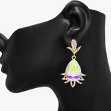 90572, TEARDROP ACCENT RHINESTONE EVENING EARRING, WEDDING, BRIDAL, PROM