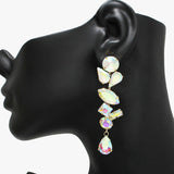 90573, MULTI RHINESTONE EVENING EARRING, WEDDING, BRIDAL, PROM