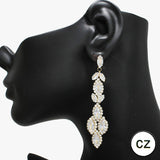 90576, MARQUISE ACCENT CUBIC ZIRCONIA EVENING EARRING, WEDDING, BRIDAL, PROM