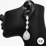 90579, TEARDROP ACCENT CUBIC ZIRCONIA EVENING EARRING, WEDDING, BRIDAL, PROM