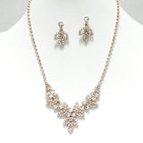 90596, FLOWER LEAF ACCENT RHINESTONE NECKLACE SET, WEDDING, BRIDAL, PROM