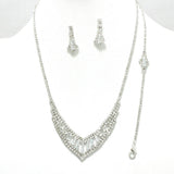 90597, BAGUETTE RHINESTONE NECKLACE & BRACELET SET, WEDDING, BRIDAL, PROM