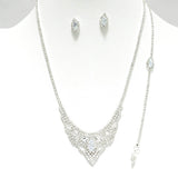 90598, PAVE RHINESTONE NECKLACE & BRACELET SET, WEDDING, BRIDAL, PROM