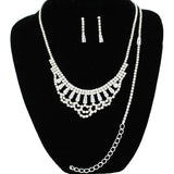 90621, BAGUETTE RHINESTONE NECKLACE & BRACELET SET, WEDDING, BRIDAL, PROM