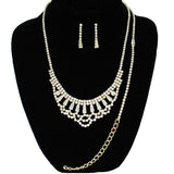 90621, BAGUETTE RHINESTONE NECKLACE & BRACELET SET, WEDDING, BRIDAL, PROM