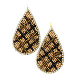90636, WAFFLE PRINT TEARDROP SEED BEADED EARRING