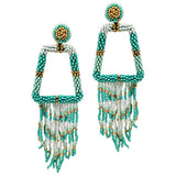 90642, GEOMETRIC FRINGE SEED BEADED EARRING