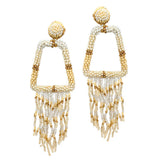 90642, GEOMETRIC FRINGE SEED BEADED EARRING
