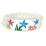 Starfish Epoxy with Pearl Stretch Bracelet, SEA Life, Ocean Theme