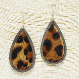 Leopard Print Teardrop Wood Earring