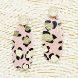 Leopard Print with Gold Accent Faux Leather Earring - view 2