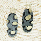 Leopard Print with Gold Accent Faux Leather Earring - view 3