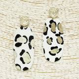 Leopard Print with Gold Accent Faux Leather Earring - view 4
