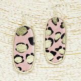 Leopard Print with Gold Accent Faux Leather Earring - view 2
