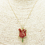 90685, ROSE FLOWER CUBIC ZIRCONIA PENDANT NECKLACE
