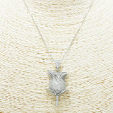 90685, ROSE FLOWER CUBIC ZIRCONIA PENDANT NECKLACE