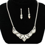 90687, MARQUISE ACCENT RHINESTONE CRYSTAL EVENING NECKLACE SET, WEDDING, BRIDAL, PROM