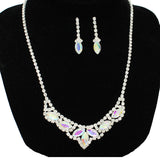 90687, MARQUISE ACCENT RHINESTONE CRYSTAL EVENING NECKLACE SET, WEDDING, BRIDAL, PROM