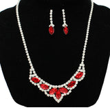 90687, MARQUISE ACCENT RHINESTONE CRYSTAL EVENING NECKLACE SET, WEDDING, BRIDAL, PROM