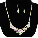 90687, MARQUISE ACCENT RHINESTONE CRYSTAL EVENING NECKLACE SET, WEDDING, BRIDAL, PROM
