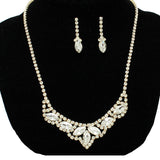 90687, MARQUISE ACCENT RHINESTONE CRYSTAL EVENING NECKLACE SET, WEDDING, BRIDAL, PROM