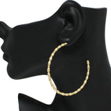 90691, 60MM ROUND OVAL SHAPE BEADED HOOP EARRING