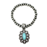 Western Concho Charm with Navajo Beaded Stretch Bracelet