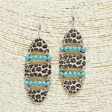 Leopard Print Geometric Dangle Drop Earring, Western