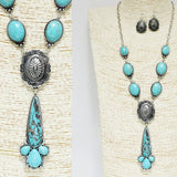 Western Concho Drop Long Necklace