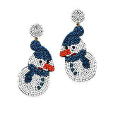 90721, SNOWMAN SEED BEADED EARRING, CHRISTMAS, X-MAS, HOLIDAY