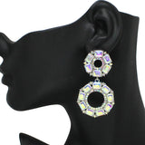 90742, GEOMETRIC RHINESTONE EVENING EARRING