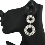 90742, GEOMETRIC RHINESTONE EVENING EARRING
