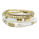 90773, MIXED MULTI LAYERED BEADED STRETCH BRACELET
