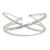 90776, X-DESIGN PAVE RHINESTONE CUFF BRACELET, WEDDING, BRIDAL, PROM