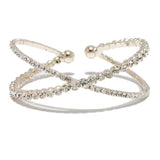 90776, X-DESIGN PAVE RHINESTONE CUFF BRACELET, WEDDING, BRIDAL, PROM