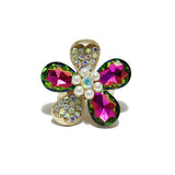 90797, FLOWER RHINESTONE STRETCH RING