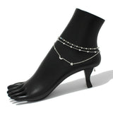 90802, DAINTY PAVE STAR & CRESCENT MOON MULTI LAYERED ANKLET