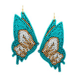 90823, BUTTERFLY SEED BEADED EARRING