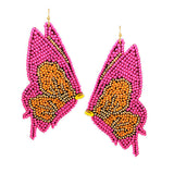 90823, BUTTERFLY SEED BEADED EARRING