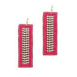 Rectangle Seed Beaded & Rhinestone Earring