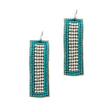 Rectangle Seed Beaded & Rhinestone Earring - view 2