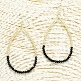 90850, TWO TONE TEARDROP BEADED EARRING
