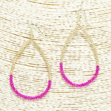 90850, TWO TONE TEARDROP BEADED EARRING