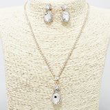 90854, OVAL ACCENT PAVE RHINESTONE CRYSTAL EVENING NECKLACE, WEDDING, BRIDAL, PROM